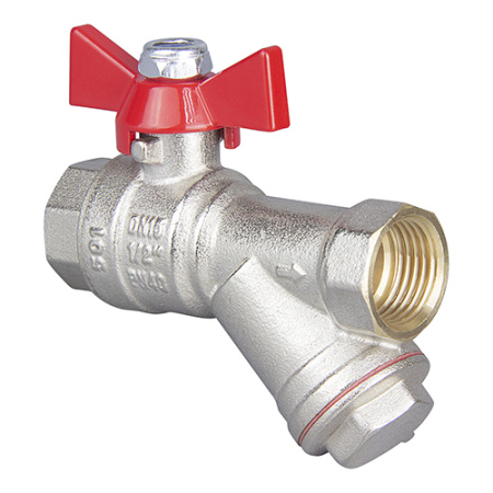 Кран шаровой-фильтр TEBO ВН с ручкой-бабочкой