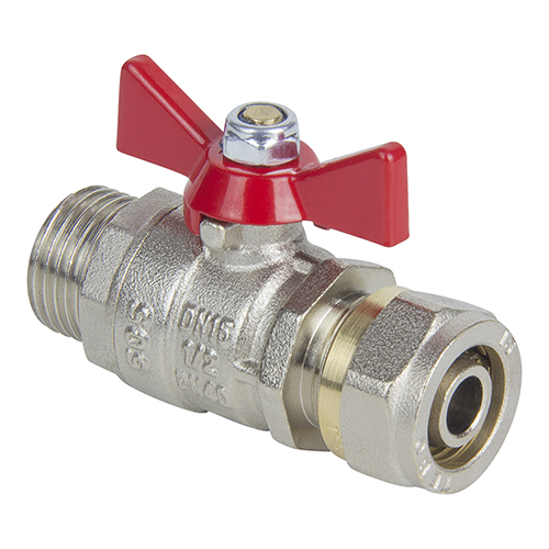 Кран шаровой TEBO НАР под обжим с ручкой-бабочкой