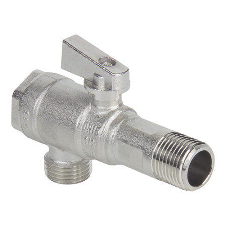 Кран шаровой TEBO угловой с фильтром для подключения сантехприборов (хром)