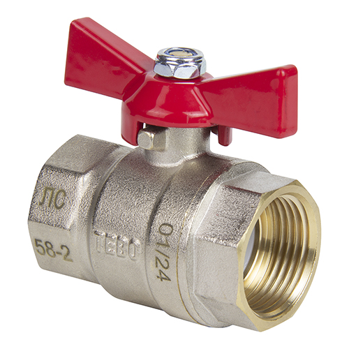 Кран шаровой TEBO ВН полный проход с ручкой-бабочкой